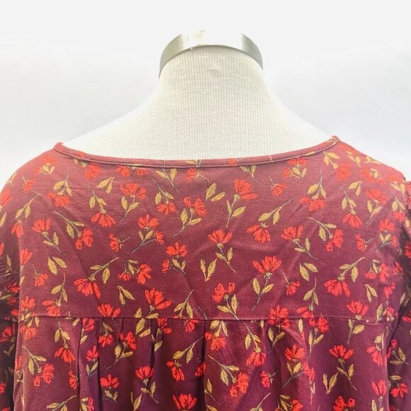 NWT SONOMA Women Long Sleeve Keyhole Neck Pullover Red Floral Shirt Plus Sz 2X - Picture 6 of 12